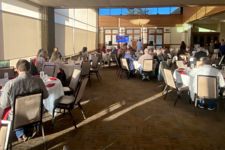 Image: The crowd watches the Republican presidential primary debate on Weds., in Simi Valley, Calif.