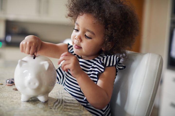 Even young children can grasp the concept of saving their money for something they want later.