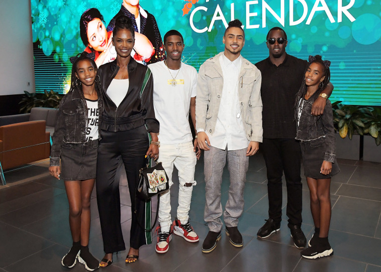 Image: From left, Kim Porter, Christian Casey Combs, Quincy Brown, Sean "Diddy" Combs, D'Lila Star Combs and Jessie James Combs attend "The Holiday Calendar" Special Screening Los Angeles