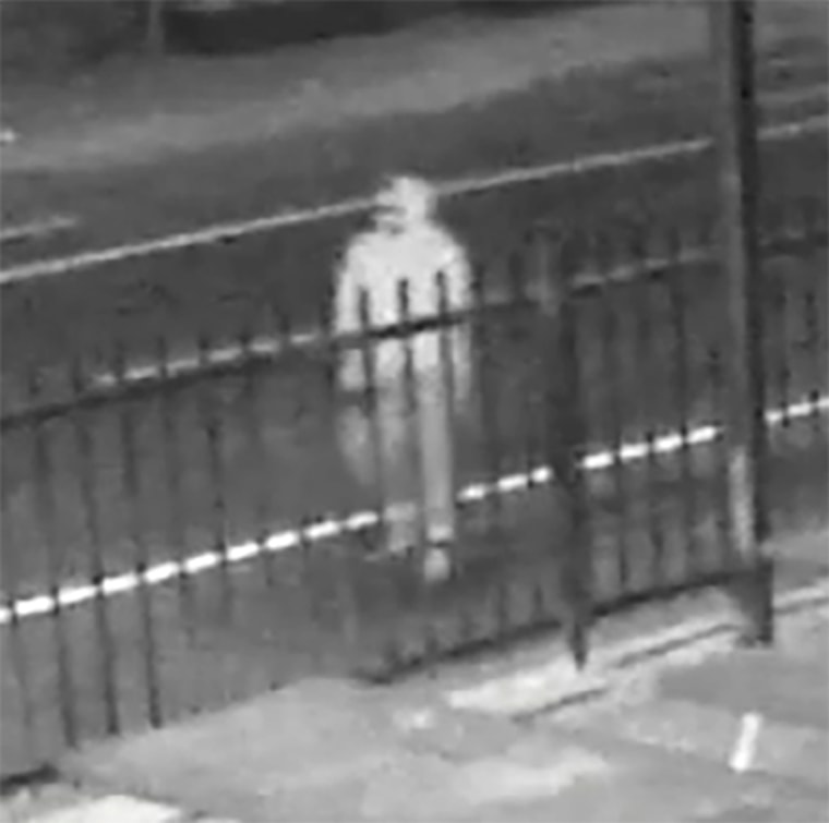 This image released by police shows a person suspected in the killings of three homeless people in Los Angeles.