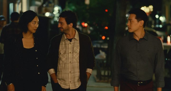 Greta Lee (left), John Magaro and Teo Yoo in "Past Lives."