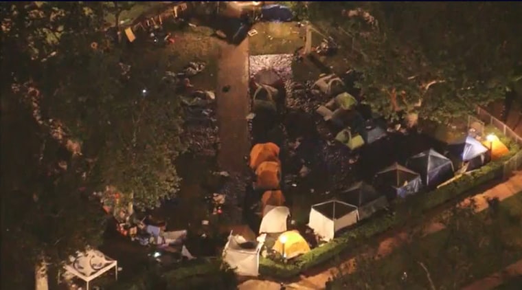 Encampments appear largely empty and protestors seem to have moved away.