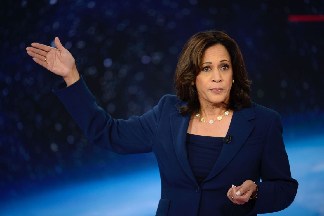 Democratic presidential candidate Kamala Harris participates in CNN's climate crisis town hall in New York on September 4, 2019.