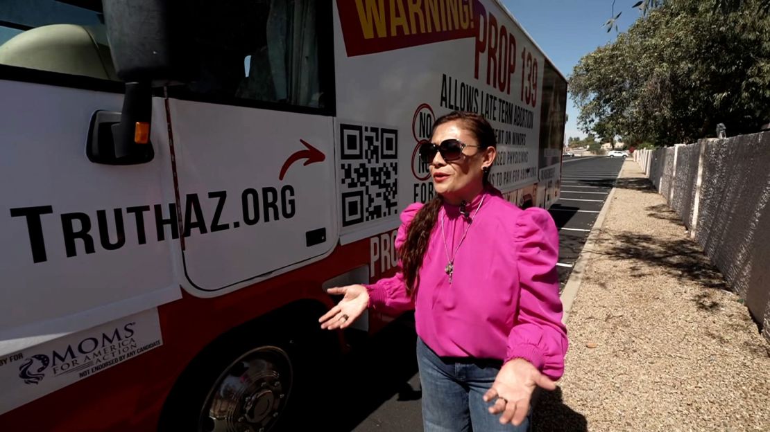 Mayra Rodriguez speaks to CNN near her RV.