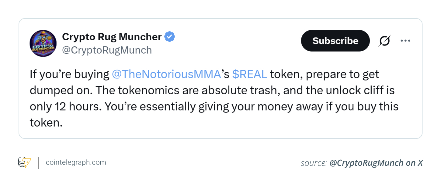 $REAL tokenomics trashed