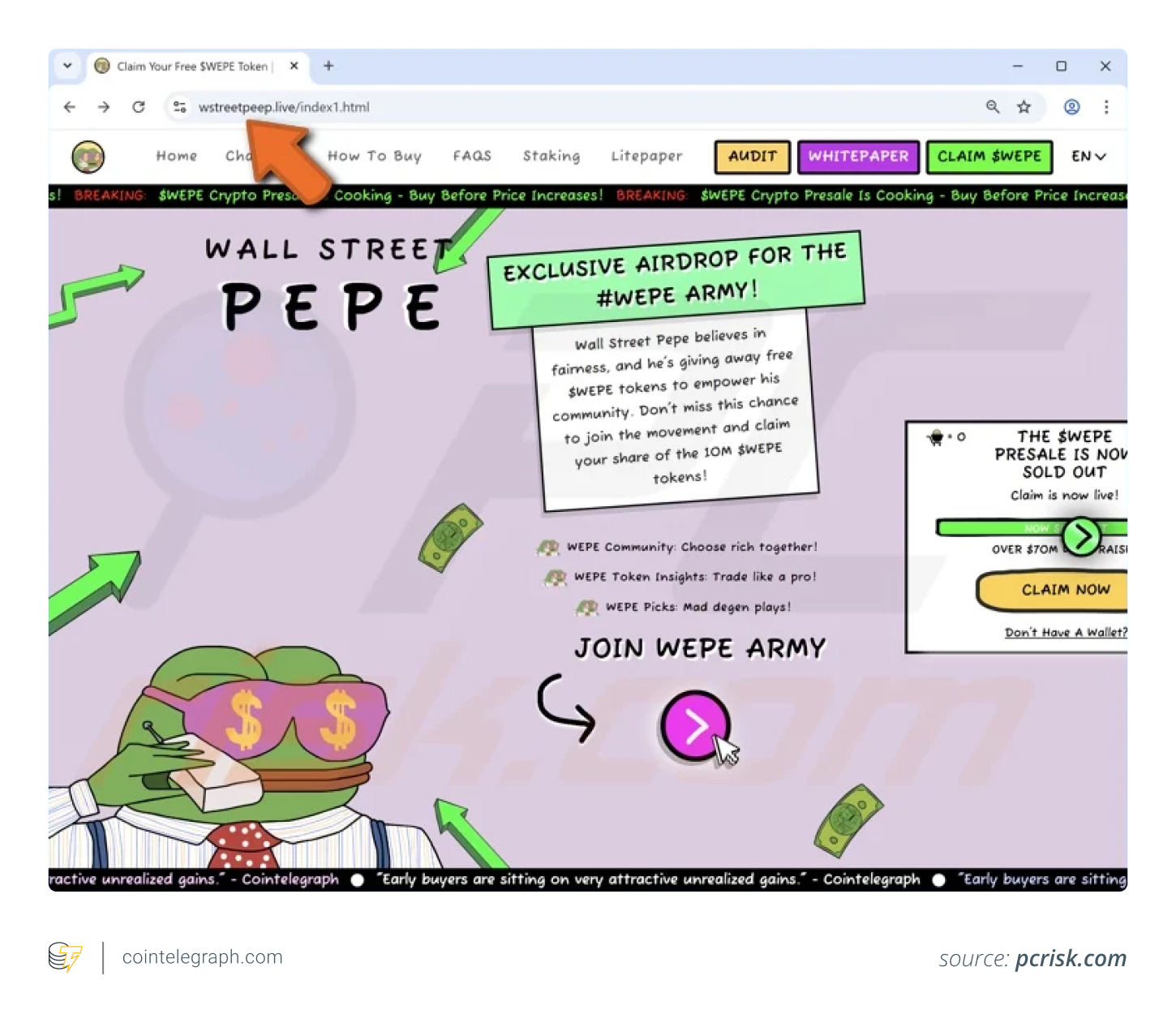 Fake Wall Street Pepe airdrop