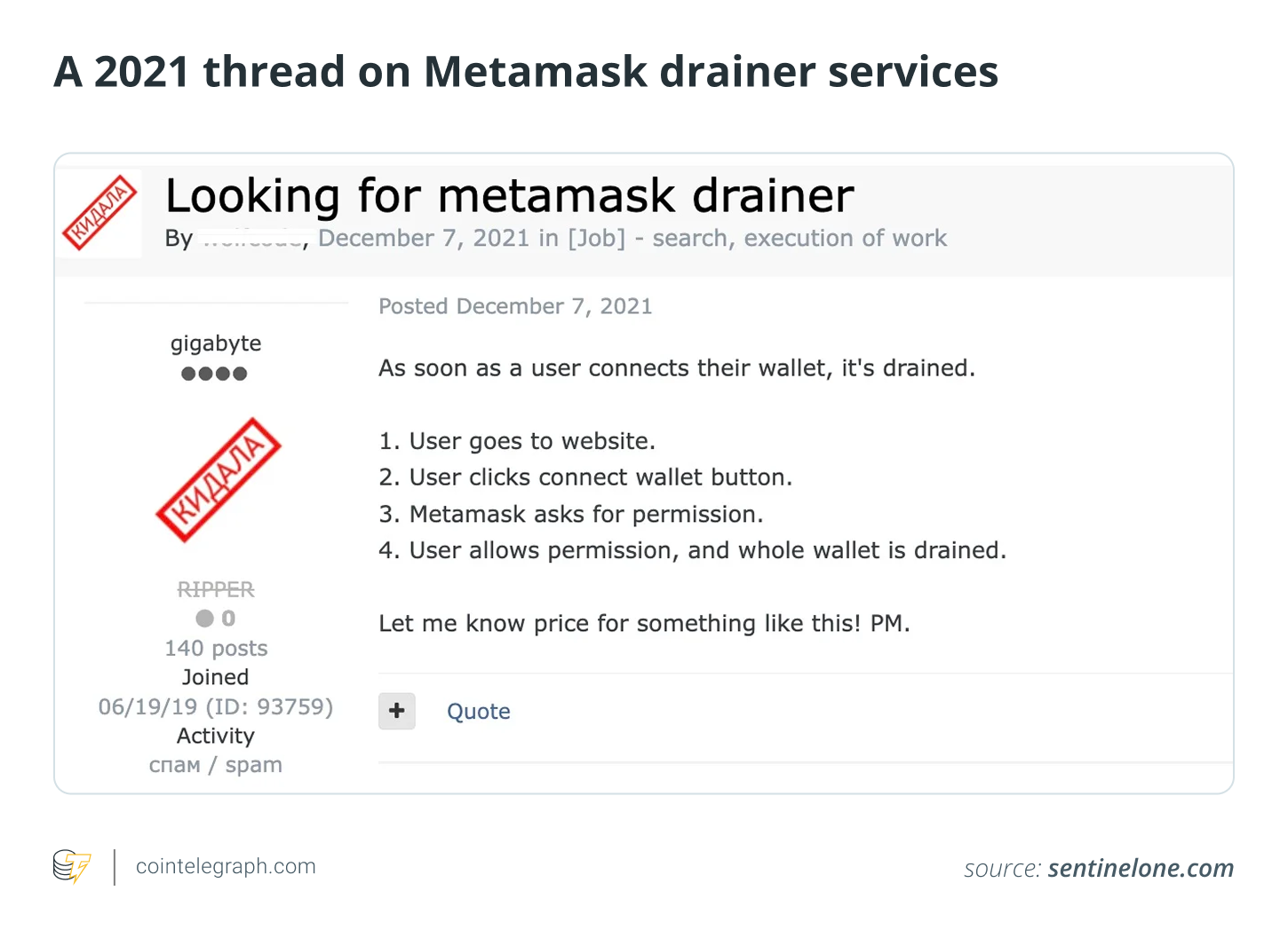 A 2021 thread on Metamask drainer services