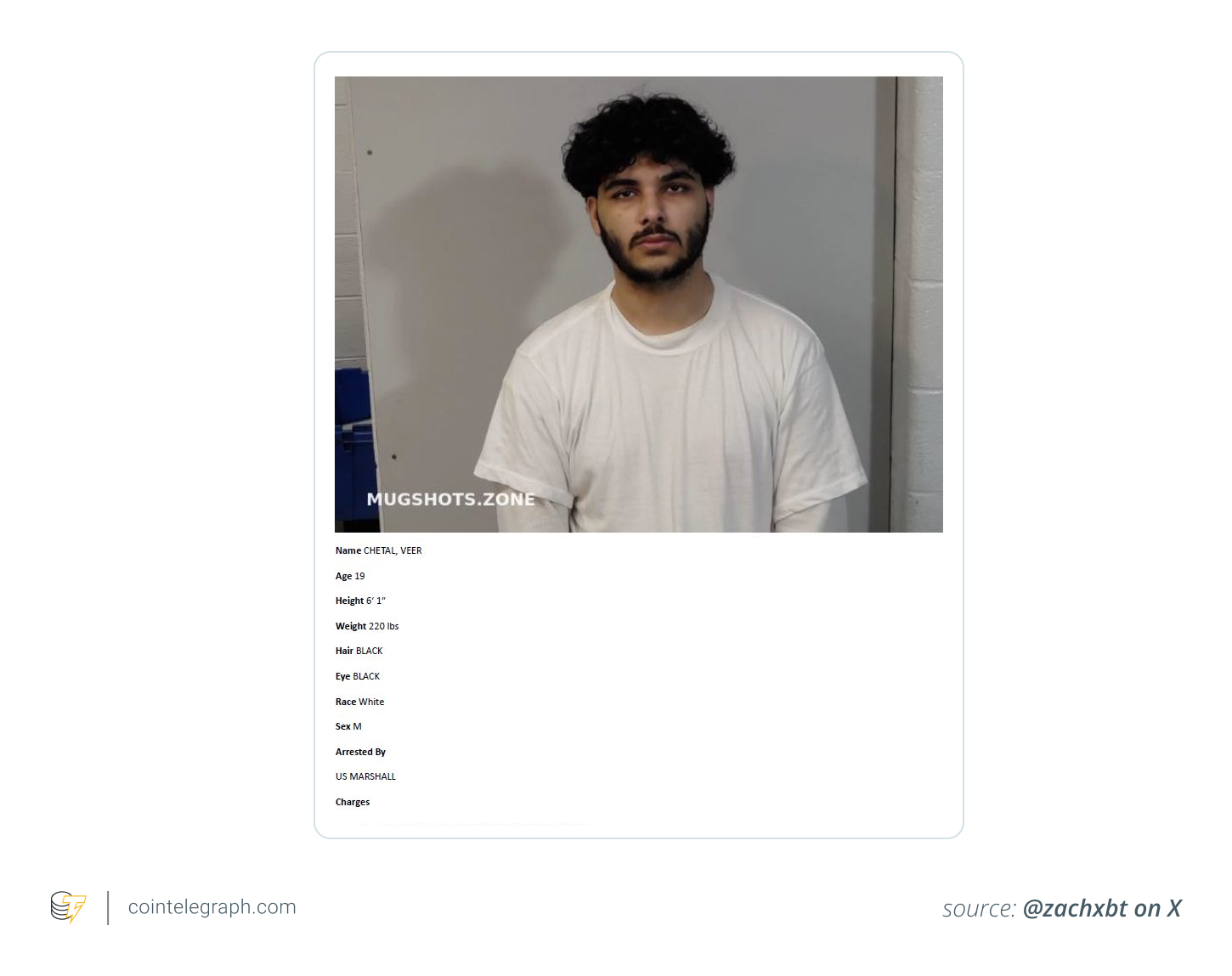 Mugshot of Veer Chetal (Wiz) after his alleged arrest