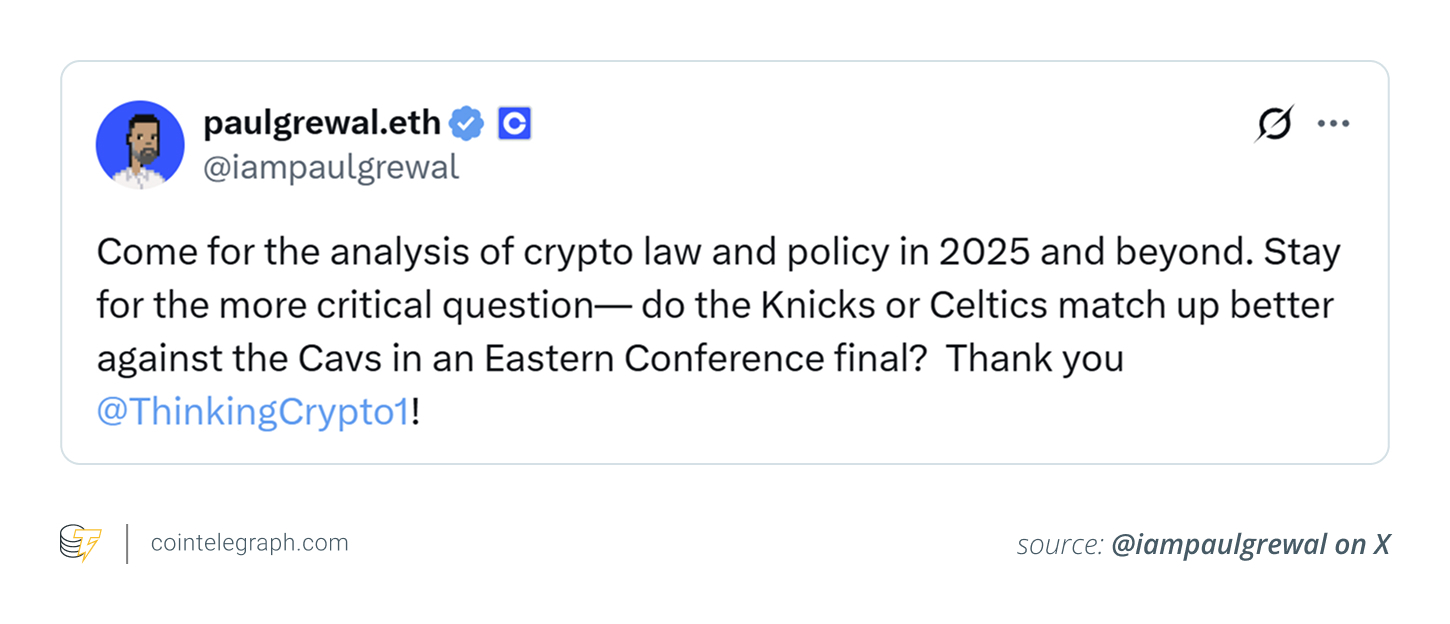 Paul Grewal discussing crypto