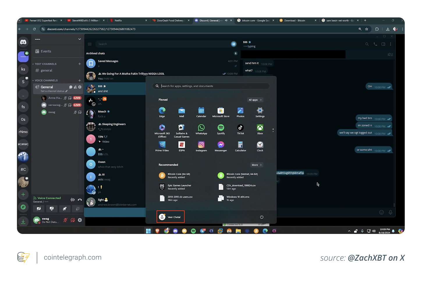 Chetal's full name is visible in live screenshare